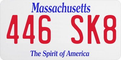 MA license plate 446SK8