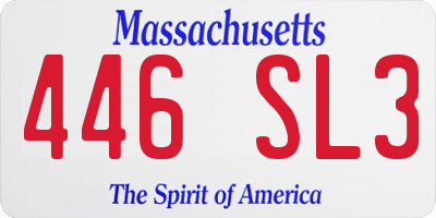 MA license plate 446SL3