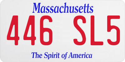 MA license plate 446SL5