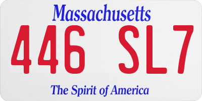 MA license plate 446SL7