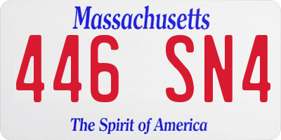 MA license plate 446SN4