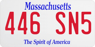 MA license plate 446SN5