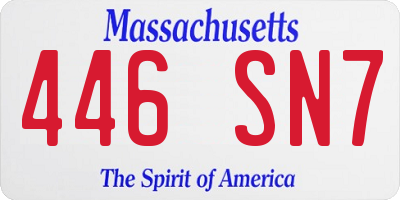 MA license plate 446SN7