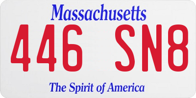 MA license plate 446SN8