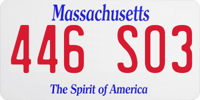 MA license plate 446SO3