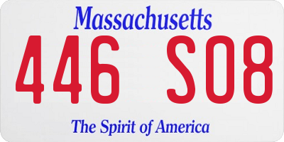 MA license plate 446SO8