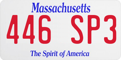 MA license plate 446SP3