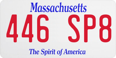 MA license plate 446SP8