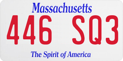 MA license plate 446SQ3