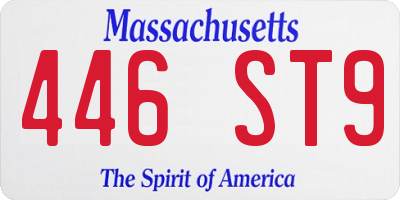 MA license plate 446ST9