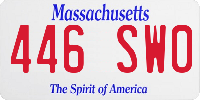 MA license plate 446SW0