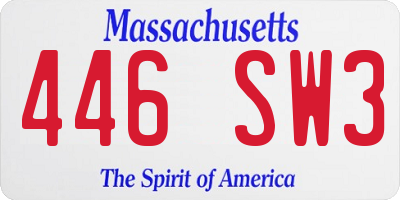 MA license plate 446SW3