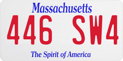 MA license plate 446SW4