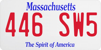 MA license plate 446SW5