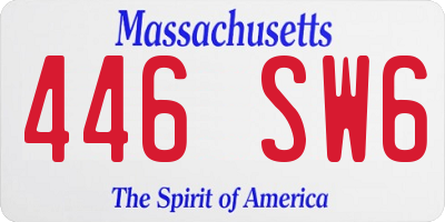 MA license plate 446SW6