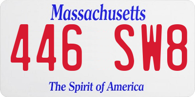 MA license plate 446SW8
