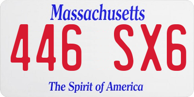 MA license plate 446SX6