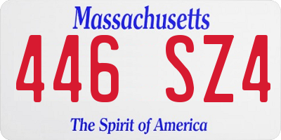 MA license plate 446SZ4