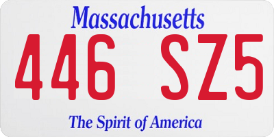 MA license plate 446SZ5