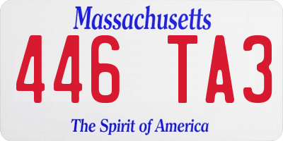 MA license plate 446TA3