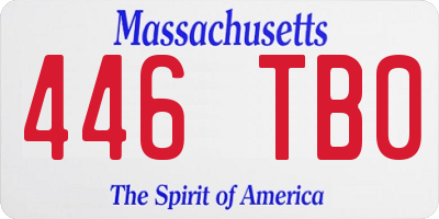 MA license plate 446TB0