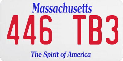 MA license plate 446TB3