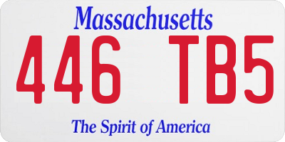 MA license plate 446TB5