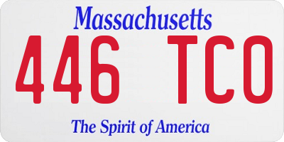 MA license plate 446TC0