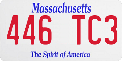 MA license plate 446TC3