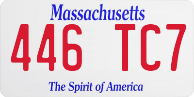 MA license plate 446TC7