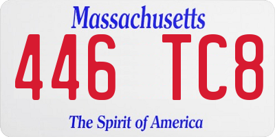 MA license plate 446TC8