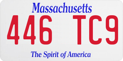 MA license plate 446TC9
