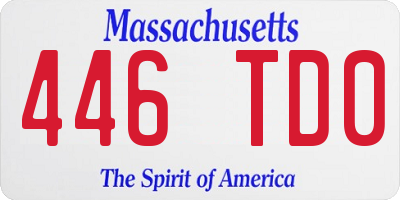 MA license plate 446TD0