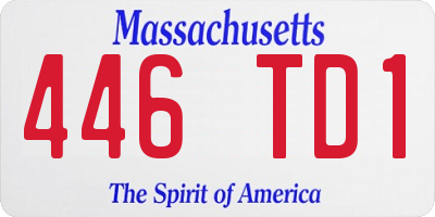 MA license plate 446TD1