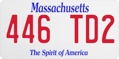 MA license plate 446TD2