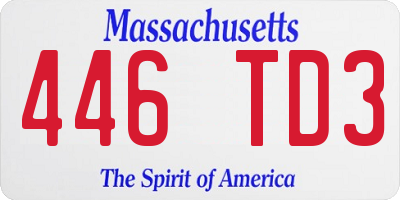 MA license plate 446TD3