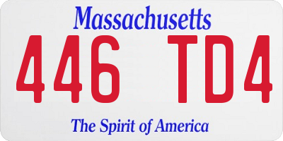 MA license plate 446TD4