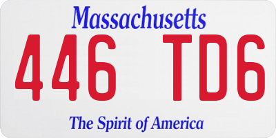 MA license plate 446TD6