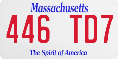 MA license plate 446TD7