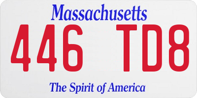 MA license plate 446TD8
