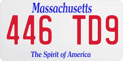 MA license plate 446TD9