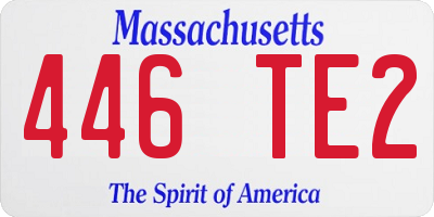 MA license plate 446TE2