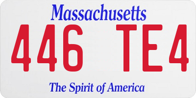 MA license plate 446TE4