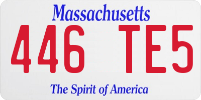 MA license plate 446TE5