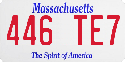 MA license plate 446TE7