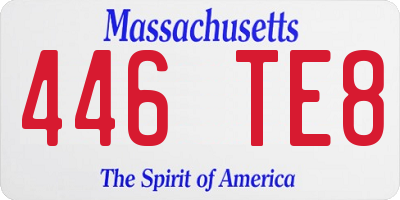 MA license plate 446TE8