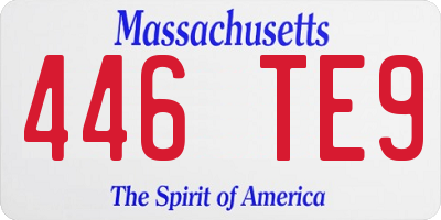 MA license plate 446TE9