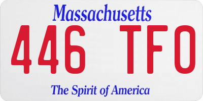 MA license plate 446TF0