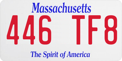 MA license plate 446TF8