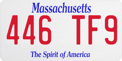 MA license plate 446TF9